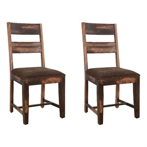 taran designs darcy solid wood dining chairs (set of 2) in dark brown