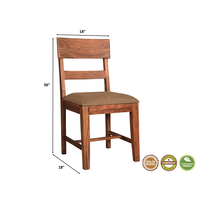 Taran Designs Harper Upholstered Solid Wood Dining Chairs (Set of 2) in Brown