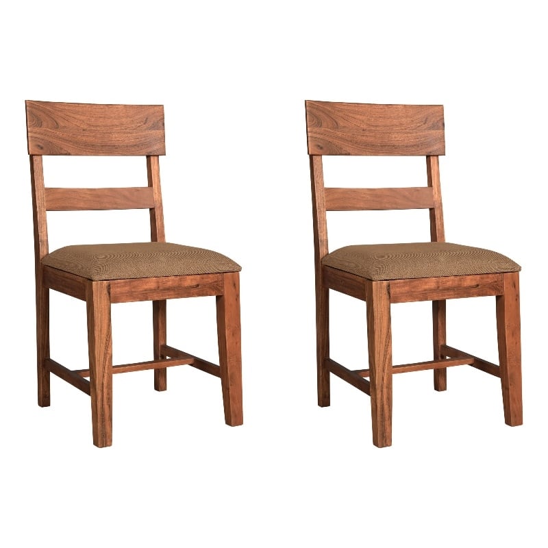 Taran Designs Harper Upholstered Solid Wood Dining Chairs (Set of 2) in Brown