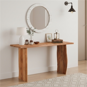 Taran Designs Harper Live Edge Solid Wood Console Table in Brown