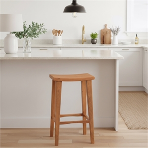 Taran Designs Harper Solid Wood Bar Stool in Brown