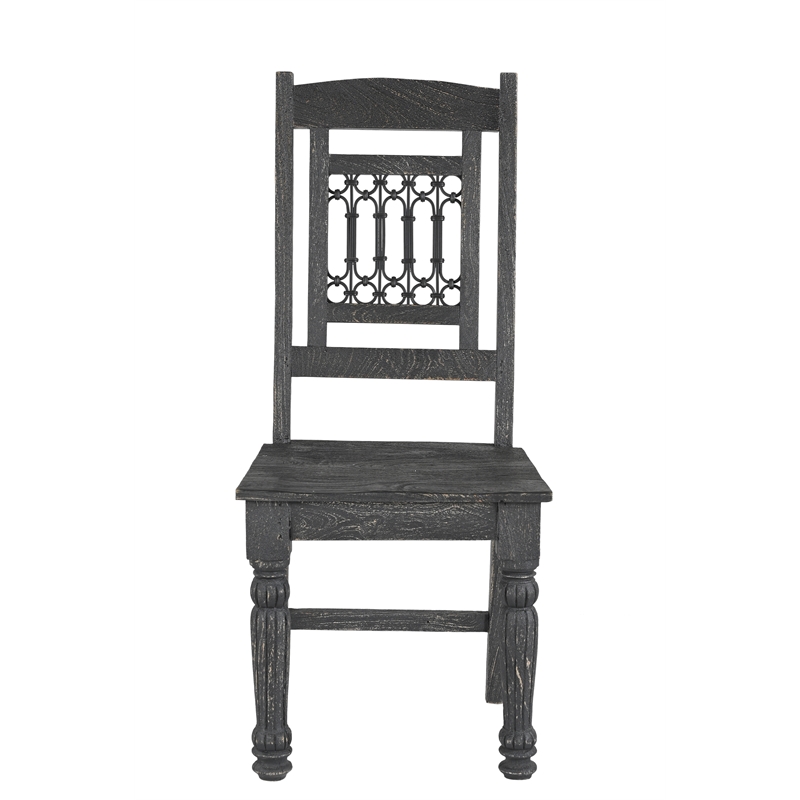 Taran Designs Milton Carved Solid Wood Dining Chairs (Set of 2) in Black