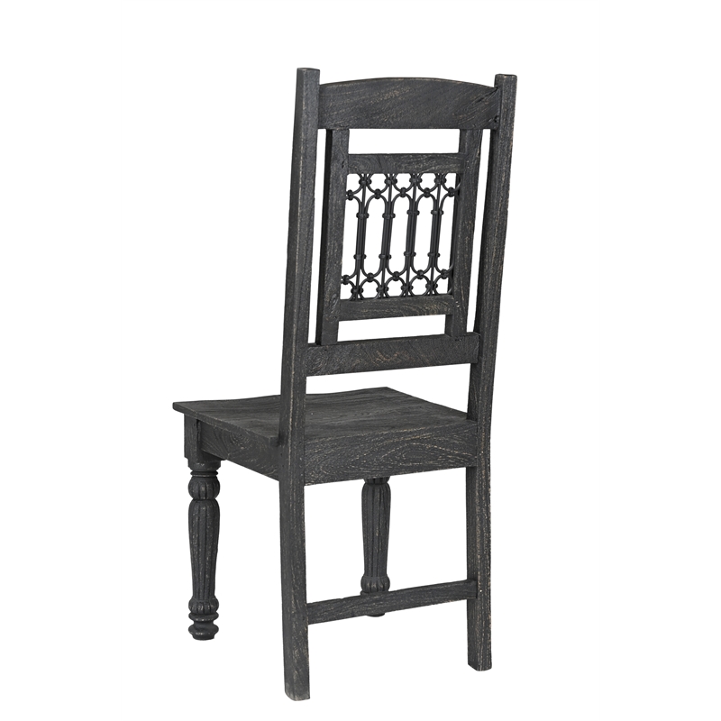 Taran Designs Milton Carved Solid Wood Dining Chairs (Set of 2) in Black