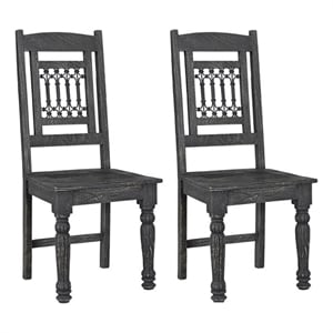 taran designs milton carved solid wood dining chairs (set of 2) in black