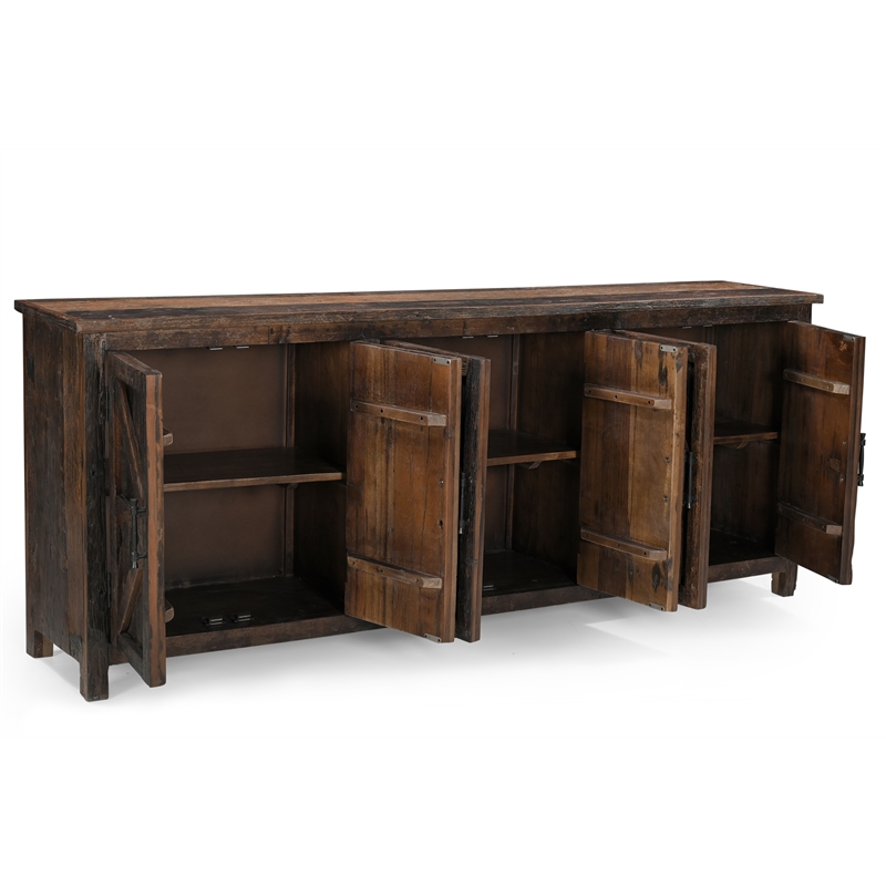 Taran Designs Milton 6-door Solid Wood Sideboard in Dark Brown