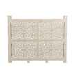 Taran Designs Monte Floral Carved Solid Wood Queen Panel Bed in White