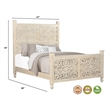 Taran Designs Monte Floral Carved Solid Wood Queen Panel Bed in White