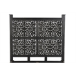 Taran Designs Monte Floral Carved Solid Wood Queen Panel Bed in Black