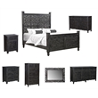 Taran Designs Monte Floral Carved Solid Wood Queen Panel Bed in Black
