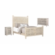 Taran Designs Monte Floral Carved Solid Wood King Panel Bed in White