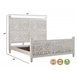 Taran Designs Monte Floral Carved Solid Wood King Panel Bed in White