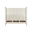 Taran Designs Monte Floral Carved Solid Wood King Panel Bed in White