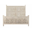 Taran Designs Monte Floral Carved Solid Wood King Panel Bed in White