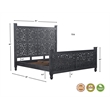 Taran Designs Monte Floral Carved Solid Wood King Panel Bed in Black