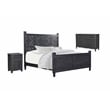 Taran Designs Monte Floral Carved Solid Wood King Panel Bed in Black
