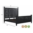 Taran Designs Monte Floral Carved Solid Wood King Panel Bed in Black