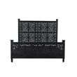 Taran Designs Monte Floral Carved Solid Wood King Panel Bed in Black