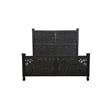 Taran Designs Monte Floral Carved Solid Wood King Panel Bed in Black