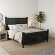 Taran Designs Monte Floral Carved Solid Wood King Panel Bed in Black