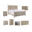 Taran Designs Monte Floral Carved Solid Wood King Panel Bed in Gray