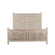 Taran Designs Monte Floral Carved Solid Wood King Panel Bed in Gray