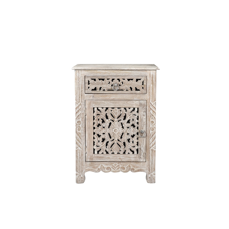 Taran Designs Monte 1-drawer 1-door Solid Wood Nightstand (Left) in White