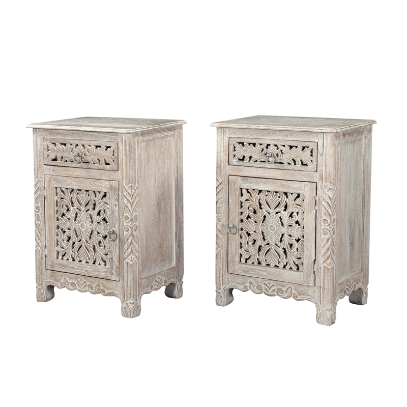 Taran Designs Monte 1-drawer 1-door Solid Wood Nightstand (Left) in White