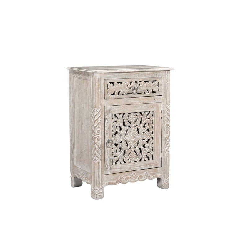 Taran Designs Monte 1-drawer 1-door Solid Wood Nightstand (Right) in White