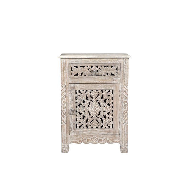 Taran Designs Monte 1-drawer 1-door Solid Wood Nightstand (Right) in White