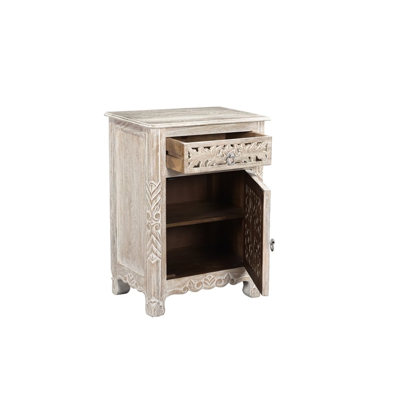 Taran Designs Monte 1-drawer 1-door Solid Wood Nightstand (Right) in White