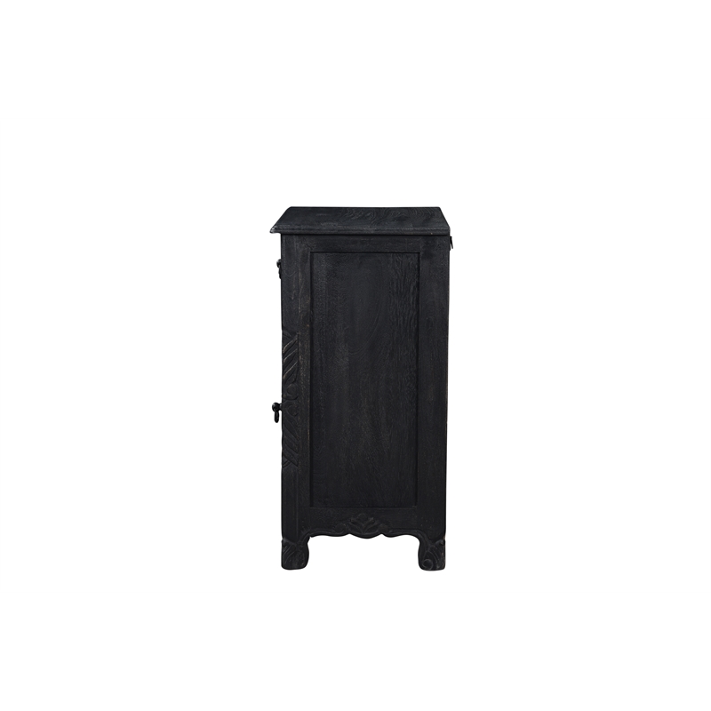Taran Designs Monte 1-drawer 1-door Solid Wood Nightstand (Left) in Black