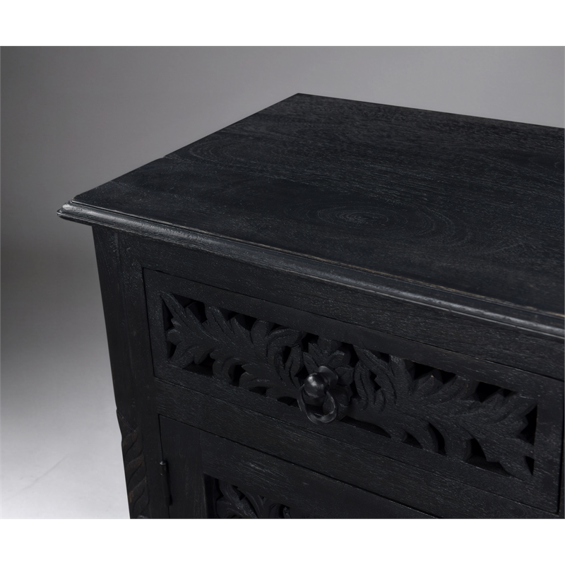 Taran Designs Monte 1-drawer 1-door Solid Wood Nightstand (Left) in Black