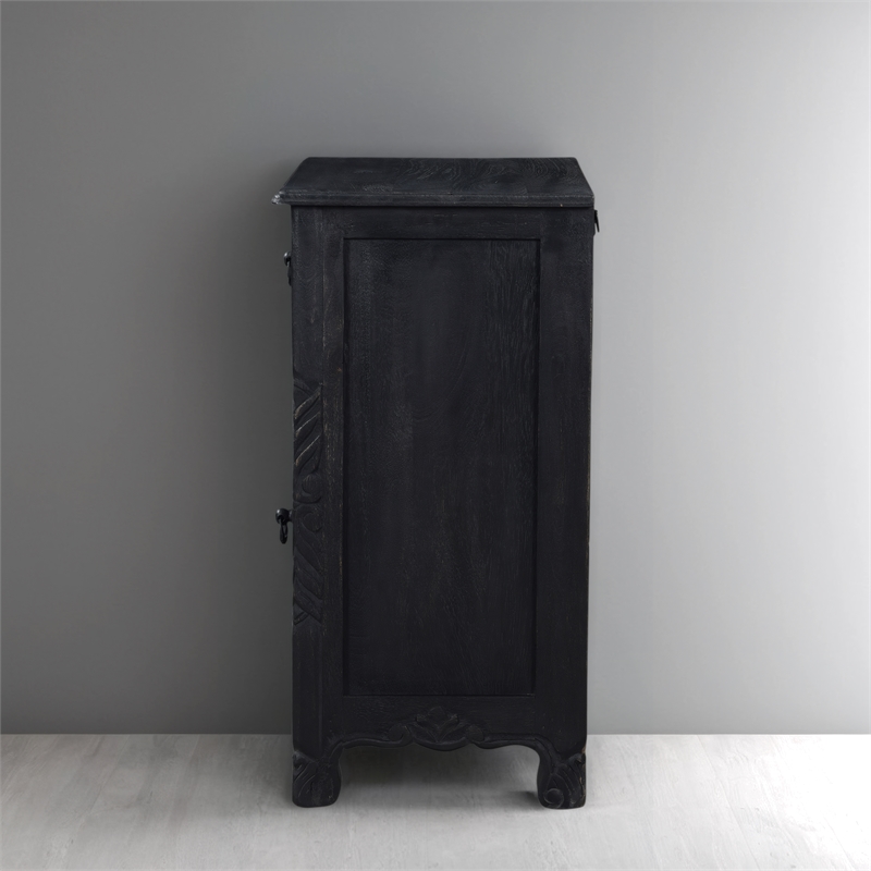 Taran Designs Monte 1-drawer 1-door Solid Wood Nightstand (Left) in Black