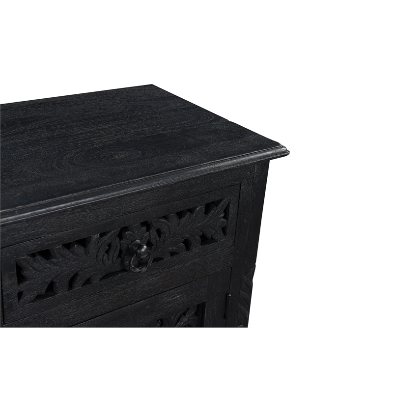Taran Designs Monte 1-drawer 1-door Solid Wood Nightstand (Right) in Black