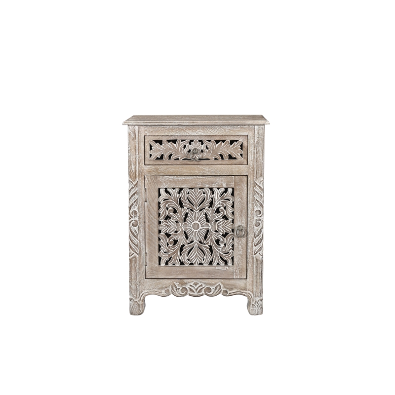 Taran Designs Monte 1-drawer 1-door Solid Wood Nightstand (Left) in Gray