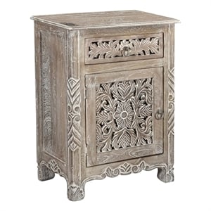 Taran Designs Monte 1-drawer 1-door Solid Wood Nightstand (Left) in Gray