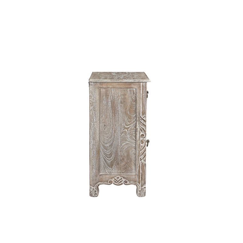 Taran Designs Monte 1-drawer 1-door Solid Wood Nightstand (Right) in Gray