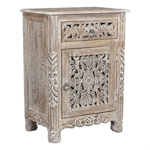 Taran Designs Monte 1-drawer 1-door Solid Wood Nightstand (Right) in Gray