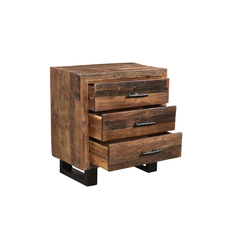 Taran Designs Cedric 3-drawer Solid Wood Nightstand in Dark Brown/Black