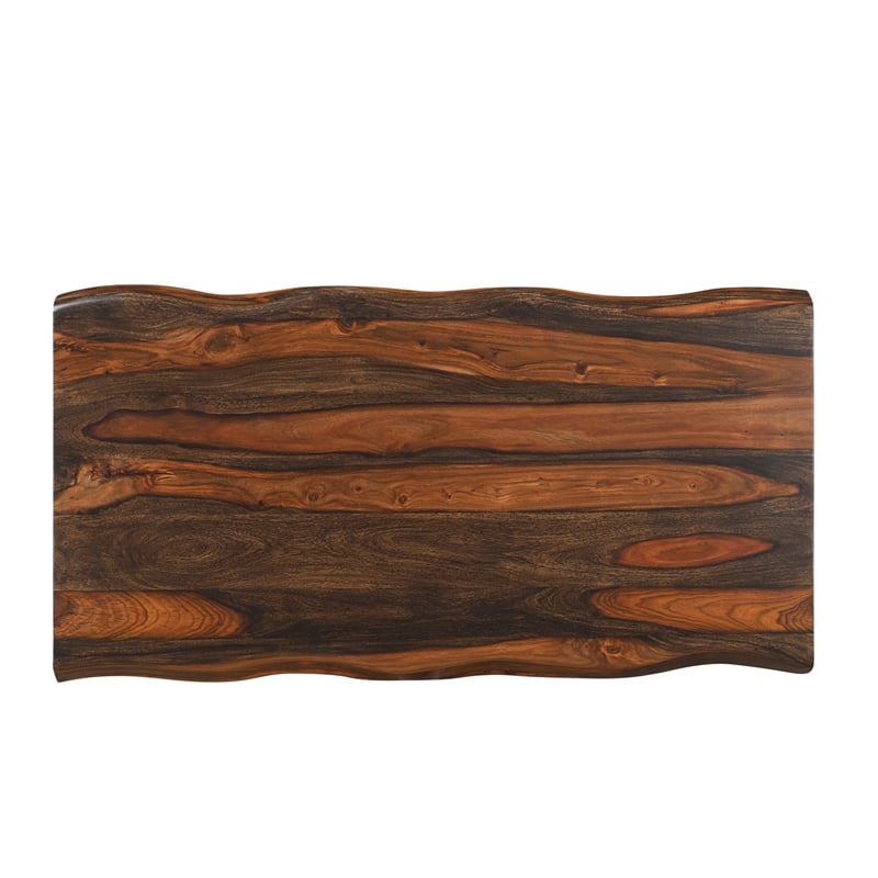 Taran Designs Darcy Live Edge Solid Wood Coffee Table in Dark Brown