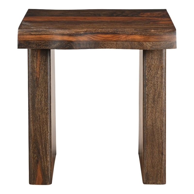 Taran Designs Darcy Live Edge Solid Wood End Table in Dark Brown