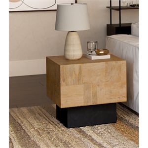 Taran Designs Maria Modern Solid Wood Square End Table in Brown