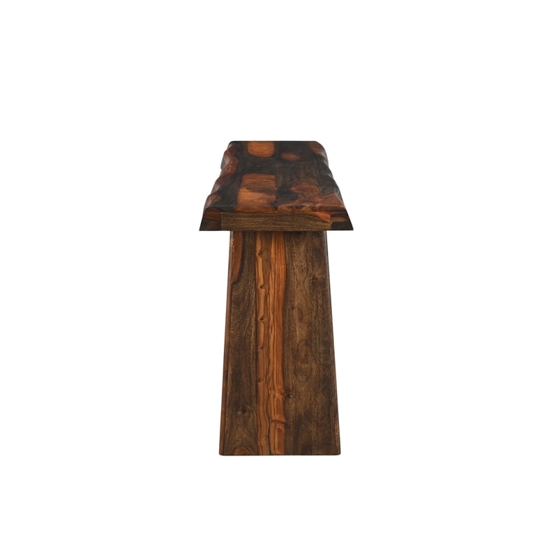 Taran Designs Darcy Live Edge Solid Wood Console Table in Dark Brown