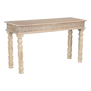 taran designs milton carved solid wood console table in white
