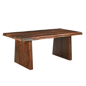 Taran Designs Darcy 74&quot Live Edge Solid Wood Dining Table in Dark Brown