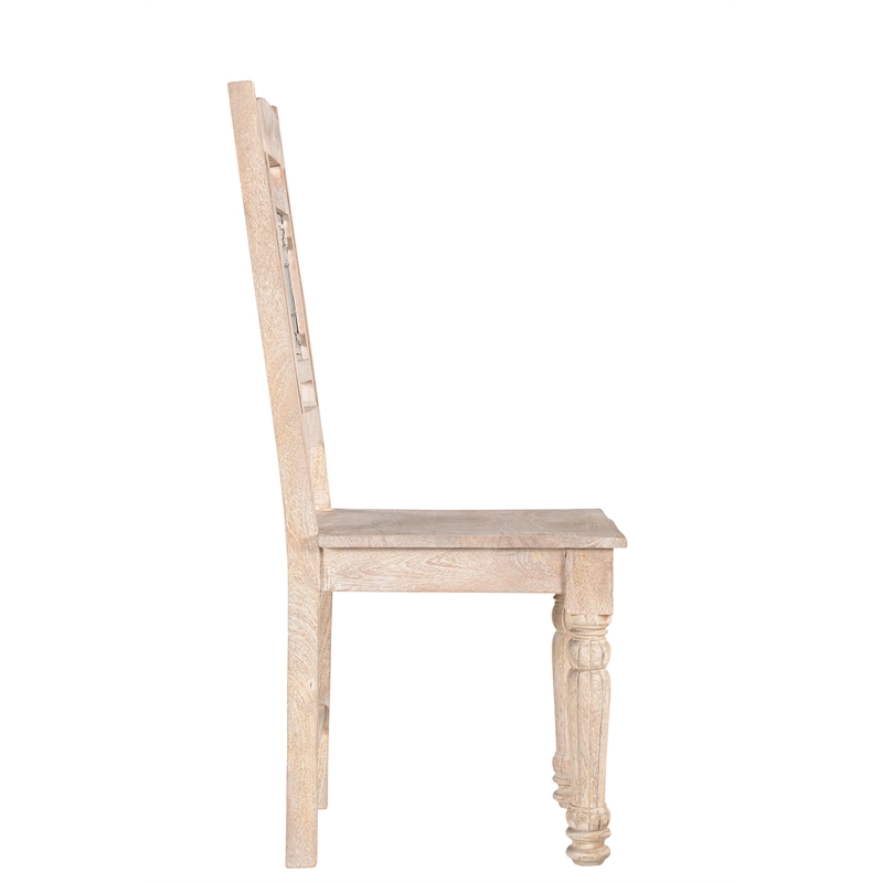 Taran Designs Milton Carved Solid Wood Dining Chairs (Set of 2) in White