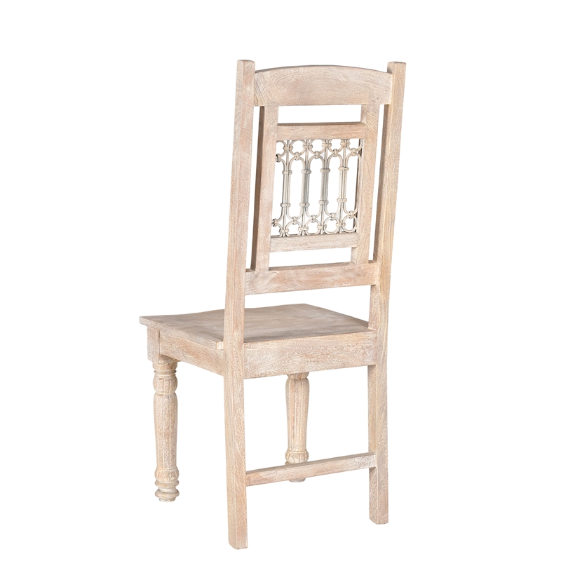 Taran Designs Milton Carved Solid Wood Dining Chairs (Set of 2) in White