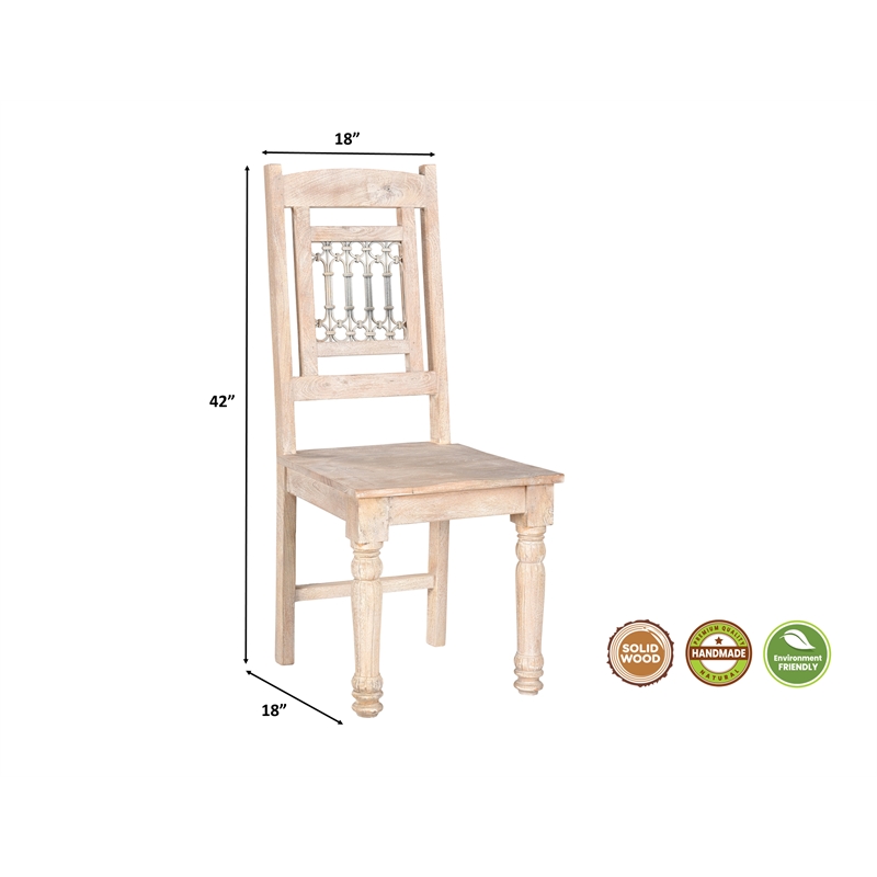 Taran Designs Milton Carved Solid Wood Dining Chairs (Set of 2) in White