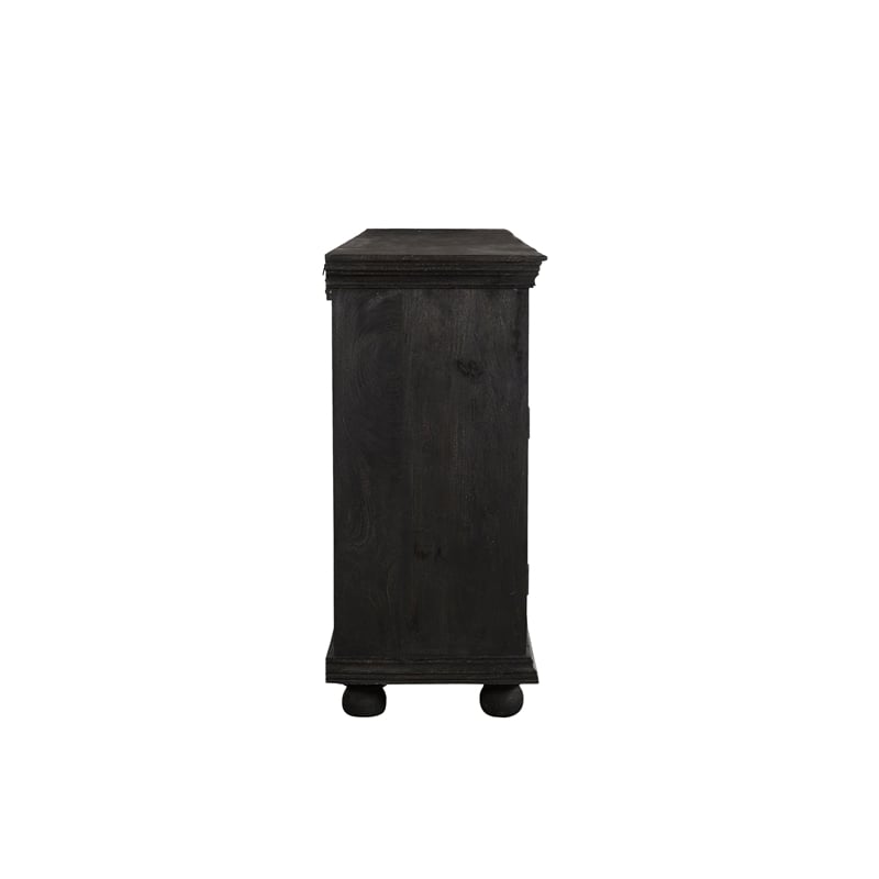 Taran Designs Monte 4-drawer 4-door Carved Solid Wood Sideboard in Black