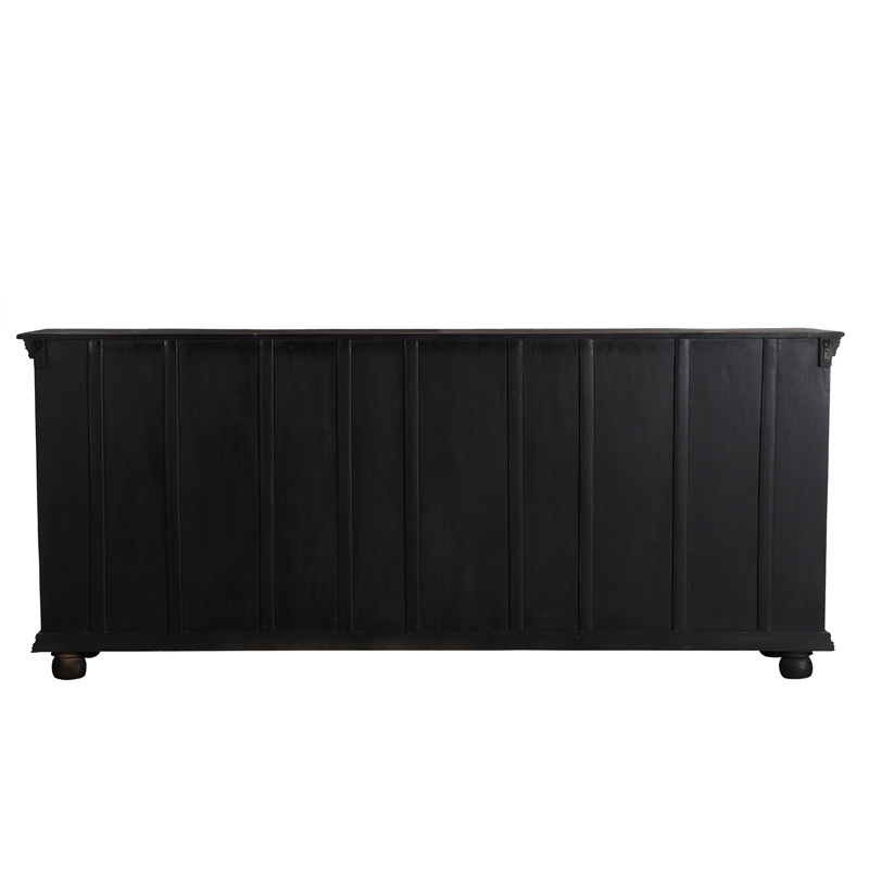 Taran Designs Monte 4-drawer 4-door Carved Solid Wood Sideboard in Black